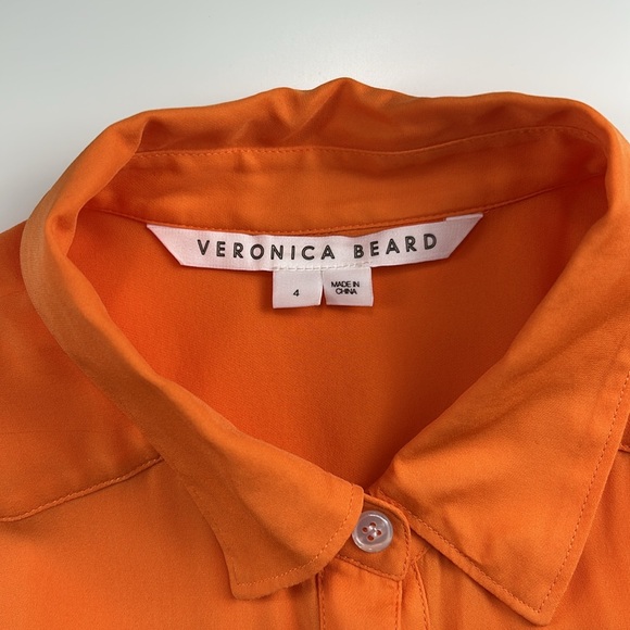 Veronica Beard Orange Silk & Viscose Button Down Top Size 4 - Picture 5 of 10